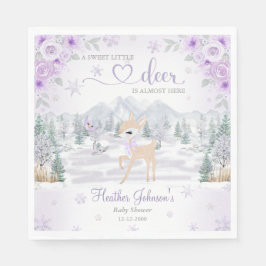 Vinter Hjort Lila Snowflake Baby Shower Pappersservett