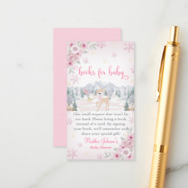Vinter Hjort Rosa Snowflake Baby Shower Tilläggskort