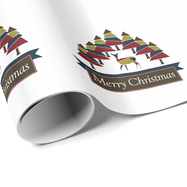 Vinter hjort skog Glad jul presentpapper (Rullad Hörn)