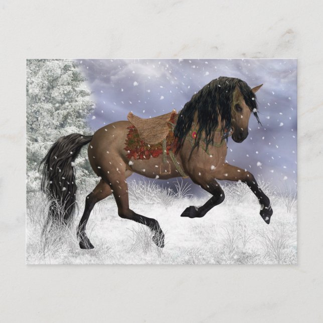 Vinter Horse Fantasy Art Postcard Vykort (Framsida)