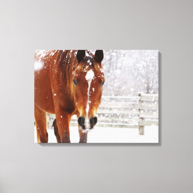 Vinter Horse jul Canvastryck (Framsida)