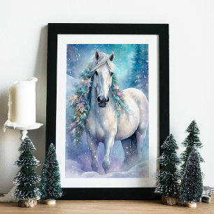 Vinter Horse with Flowers Poster