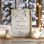 Vinter hur många kisses möhippa-spel poster<br><div class="desc">Winter eucalyptus "Hur många kyssar för den kommande möhippan är Mrs." Matchande objekt är tillgängliga.</div>