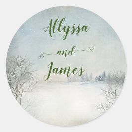 Vinter i bergsförseglingen runt klistermärke