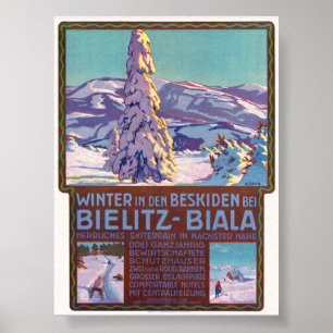Vinter i Bielitz-Biala Vintage affisch 1910