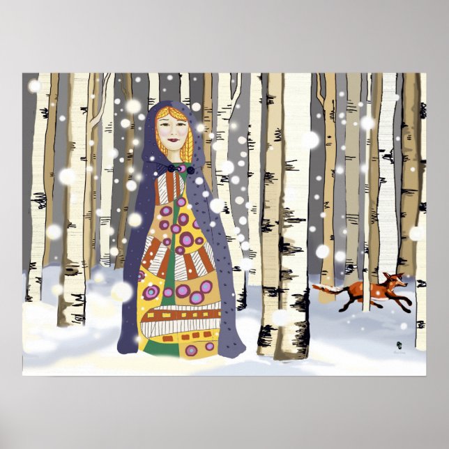 Vinter i björkskogen poster (Framsidan)