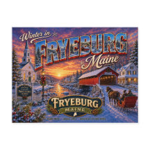 Vinter i Fryeburg Maine Nostalgisk vykort