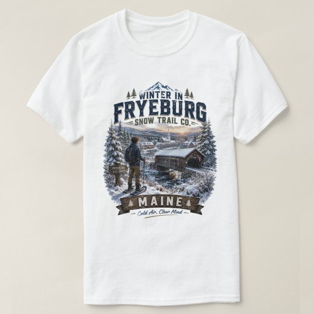 Vinter i Fryeburg Snow Trail Co. Tonåring T-Shirt (Design framsida)