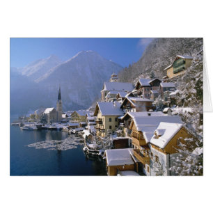 VINTER I HALLSTATT, ÖSTERRIKE HÄLSNINGSKORT