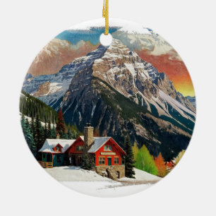 Vinter i Kanadas Rocky mountains Julgransprydnad Keramik