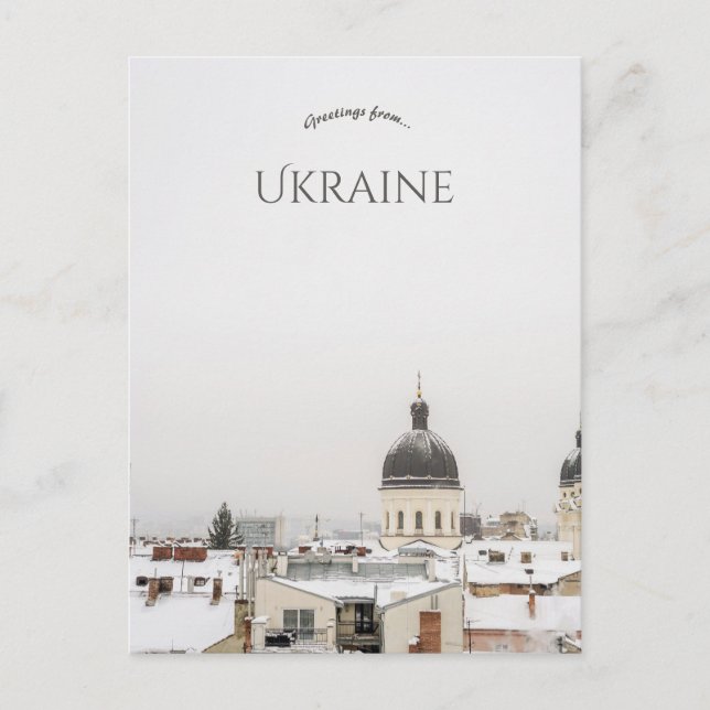 Vinter i Lviv Ukraina vykort (Framsida)