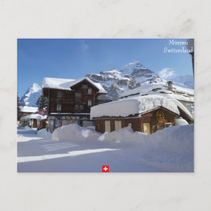 Vinter i Mürren, Schweiz vykort