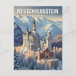 Vinter i Neuschwanstein Castle Tyskland Travel Vykort