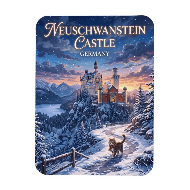 Vinter i Neuschwanstein slott Tyskland Magnet (Vertikal)