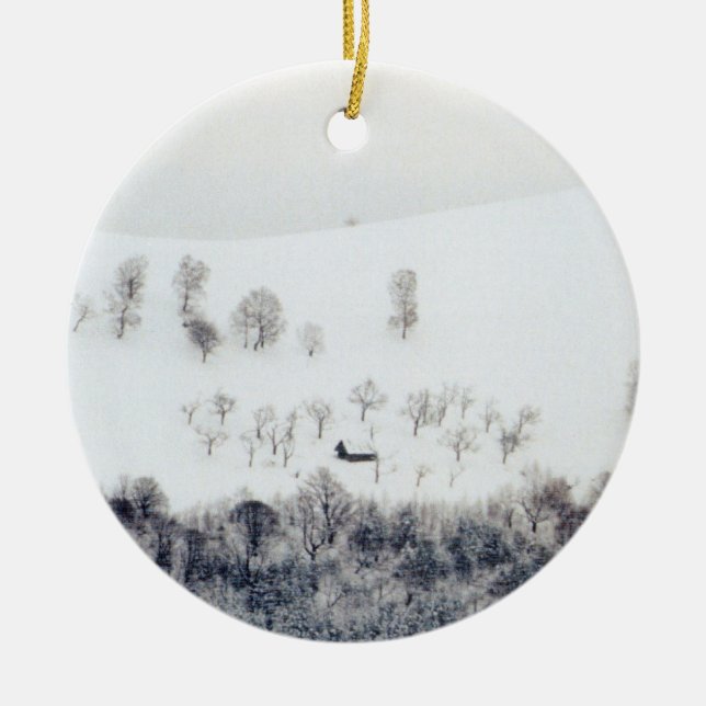 Vinter i Paltinis - Rumänien Julgransprydnad Keramik (Framsidan)