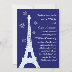 Vinter i Paris Bröllopsinbjudan indigo Inbjudningar