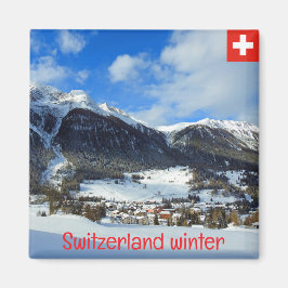 Vinter i Schweiz bergen Magnet