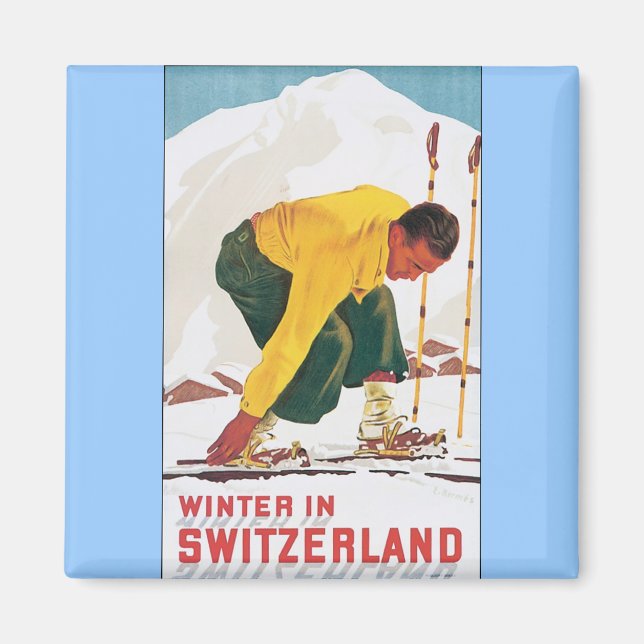 Vinter i Schweiz Magnet (Framsidan)