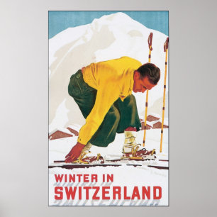 Vinter i Schweiz Poster Vintage resor