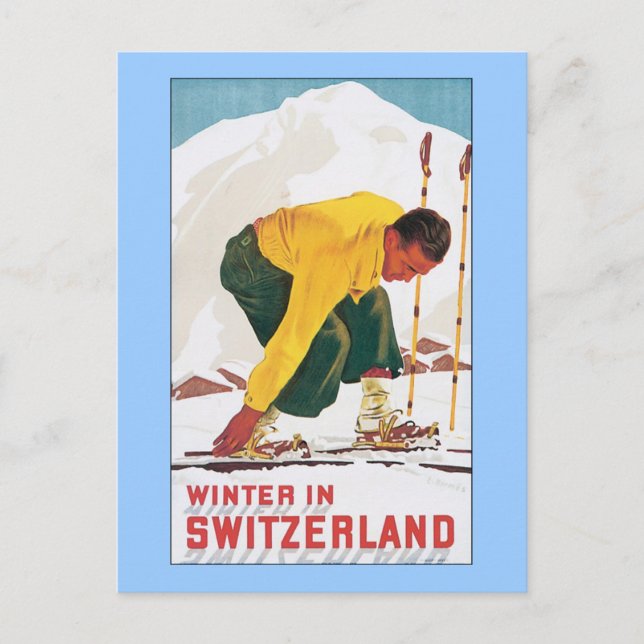 Vinter i Schweiz Vykort (Framsida)