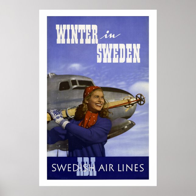 Vinter i Sverige Vintage resor Poster (Framsidan)