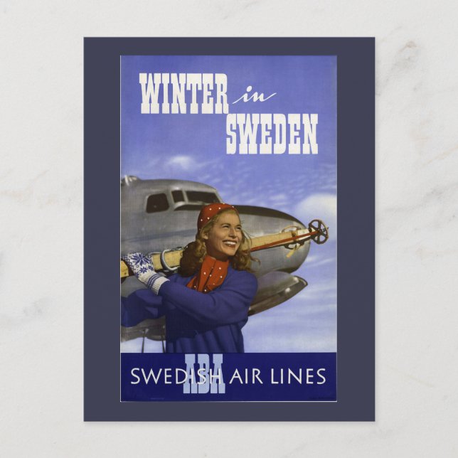 Vinter i Sverige Vintage resor Vykort (Framsida)