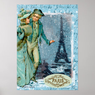 Vinter i tryck för Paris romantiskt vintagestil