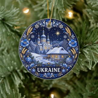 Vinter i Ukraina Vacker souvenir Julgransprydnad Keramik