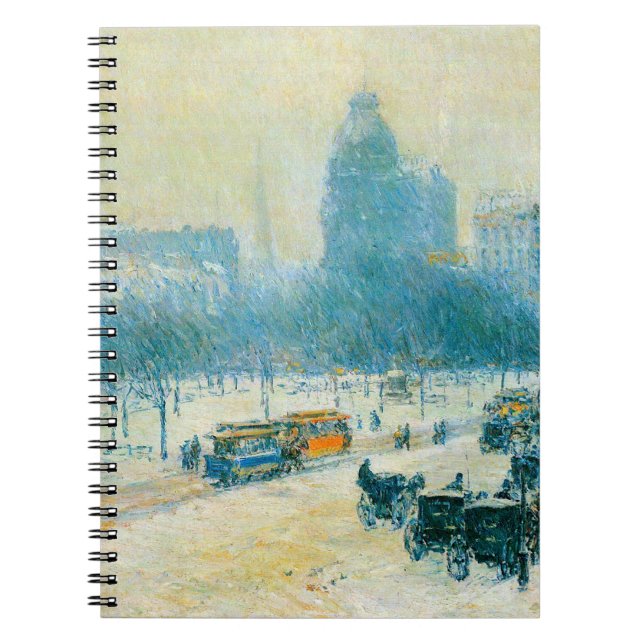 Vinter i Union Square av Frederick Childe Hassam Anteckningsbok Med Spiral (Framsidan)