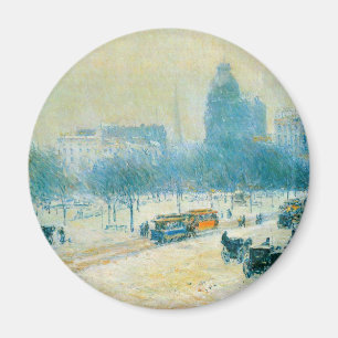 Vinter i Union Square av Frederick Childe Hassam Magnet