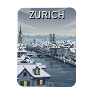 Vinter i Zürich Schweiz Resa Magnet