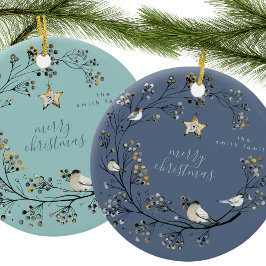 Vinter Ice Blue Wutation God jul | Nytt år Julgransprydnad Keramik