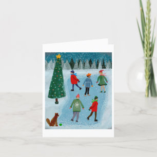 Vinter Ice Skating jul Helgkort