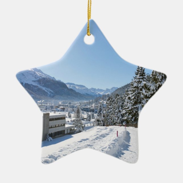 Vinter in St. Moritz Julgransprydnad Keramik (Framsidan)
