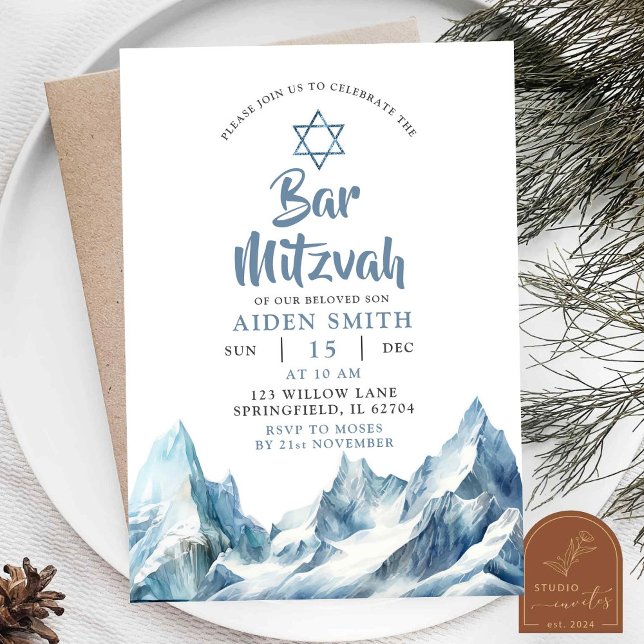 Vinter Isberg Berg Bar Mitzvah  Inbjudningar (Skapare uppladdad)