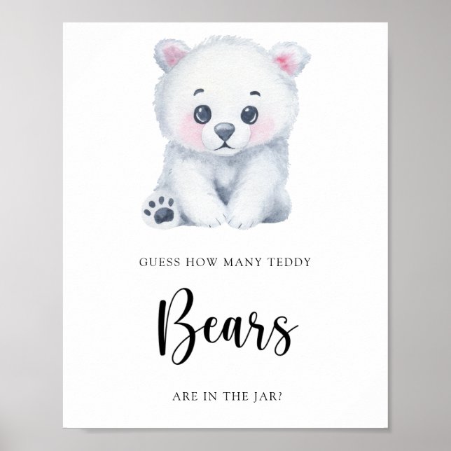 Vinter Isbjörn - gissa hur många teddybjörnar Poster (Framsidan)