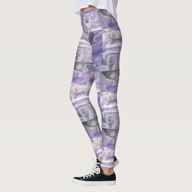 Vinter Isbjörn Konst Collage Leggings (Vänster)