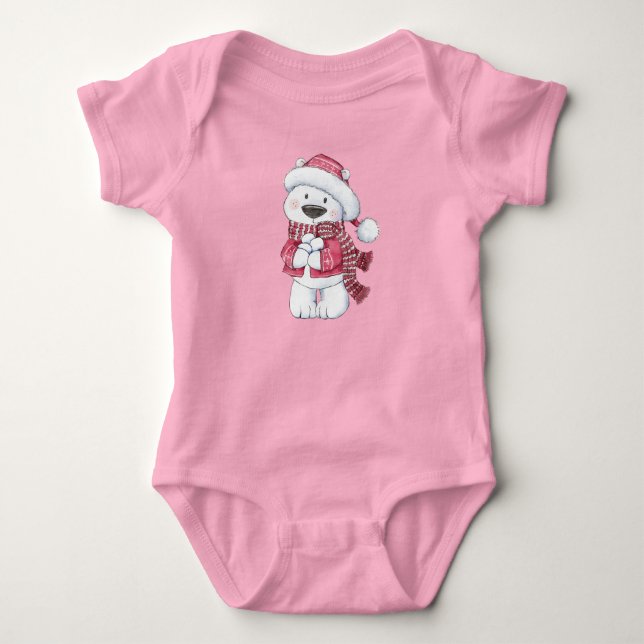 Vinter Isbjörn med Snöboll  T Shirt (Framsida)