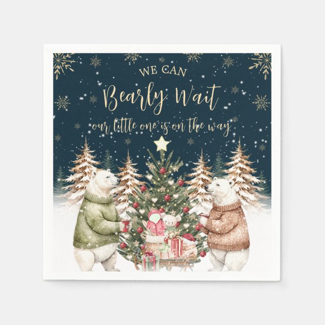 Vinter Isbjörn Snöflinga Baby Shower Pappersservett (Framsidan)