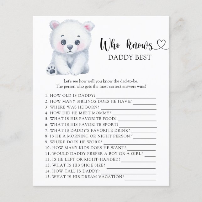 Vinter isbjörn - Vem vet pappa bäst spel (Framsida)