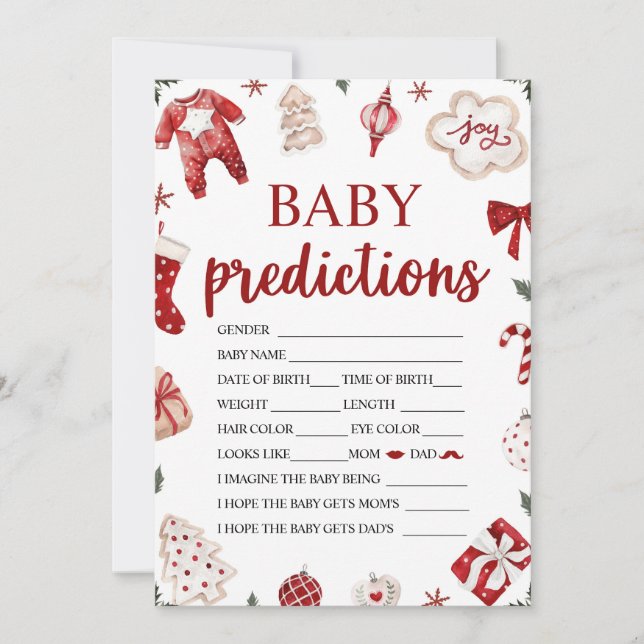 Vinter jul baby shower baby förutspelsespel inbjudningar (Framsida)