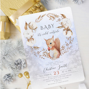 Vinter Jul Baby Shower Bomull Blommor Inbjudningar