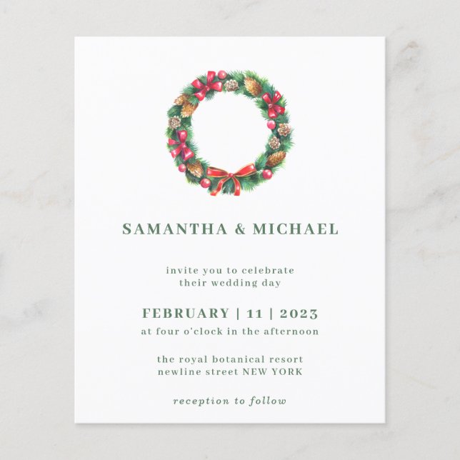 Vinter jul budget Enkel elegant bröllop Flygblad (Framsidan)