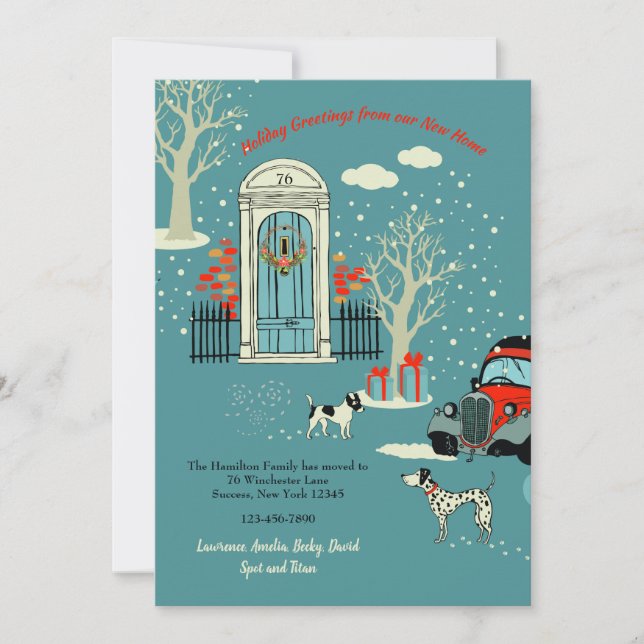 Vinter jul först dörr rörlig hälsning inbjudningar (Framsida)