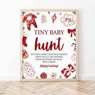Vinter jul Liten Baby Jakt Baby Shower Spel Poster