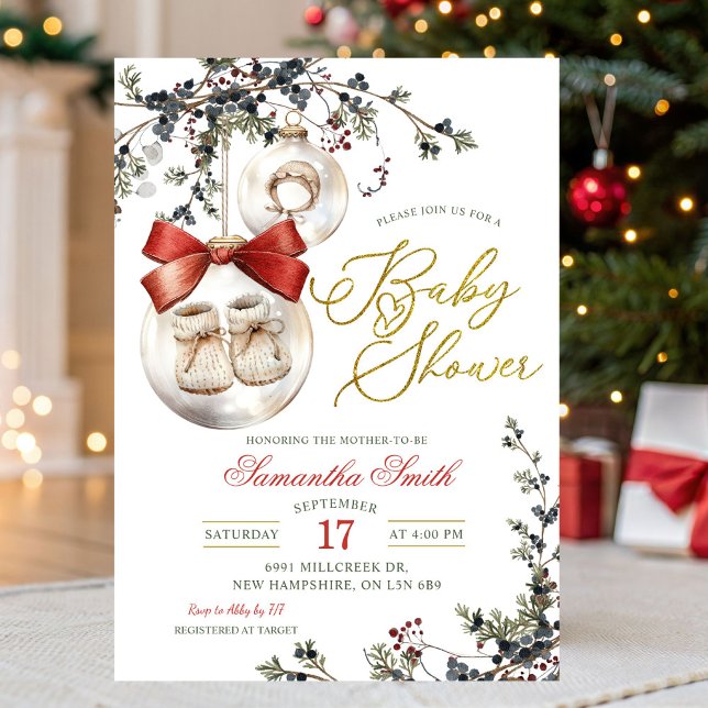 Vinter jul minimalistisk bubbel baby shower inbjudningar (Skapare uppladdad)