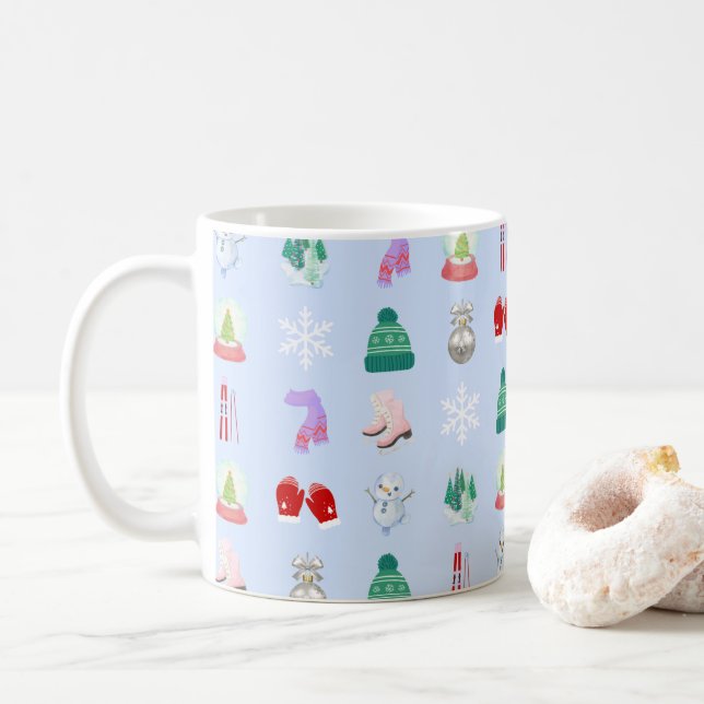 Vinter/jul-mönstrad kaffekopp (3,3 dl) (Med munk)