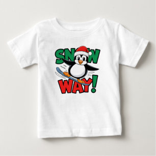 Vinter jul pingvin äventyr i snöig under t shirt