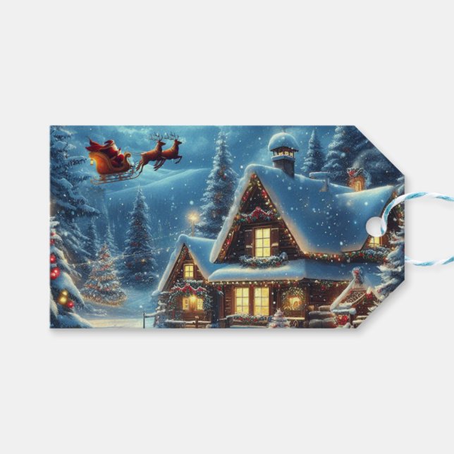 Vinter/jul/Snö Presentetikett (Framsidan (Horisontell))