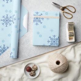 Vinter jul snöflingor Blå snö Presentpapper